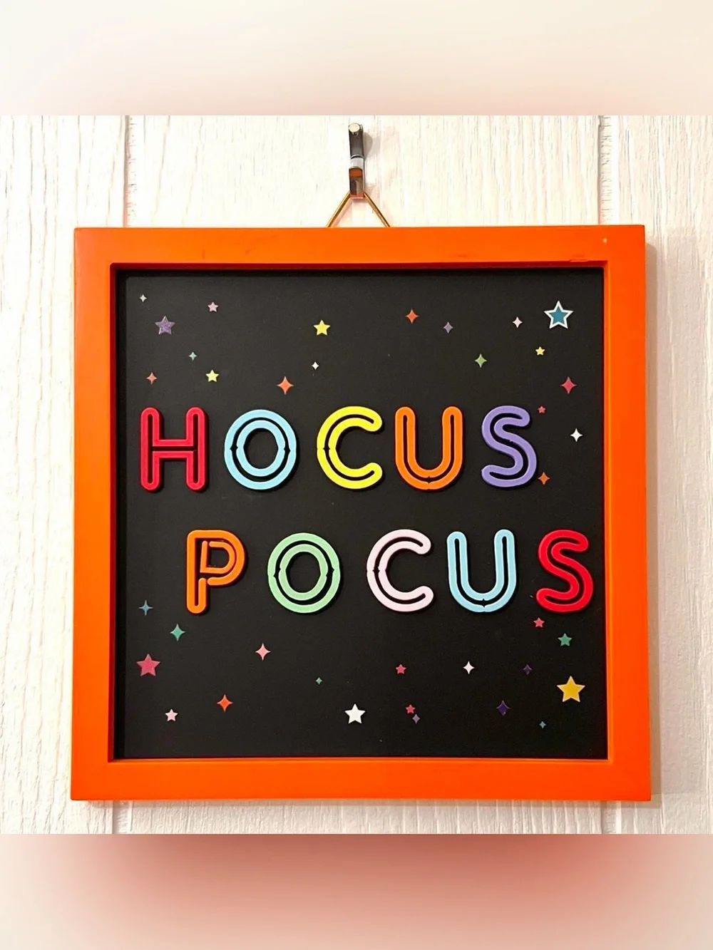 Hocus Pocus Halloween Wall Sign Plaque 8x8 Halloween Black Orange Colorful